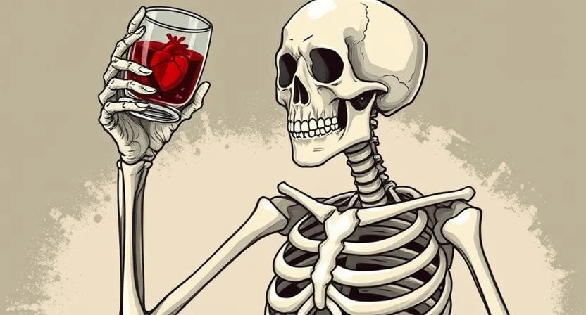 Blackbeard’s pirate flag design with skeleton and heart.