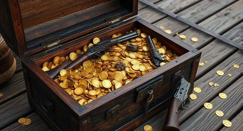 Pirate treasure symbolizing Blackbeard’s legacy.