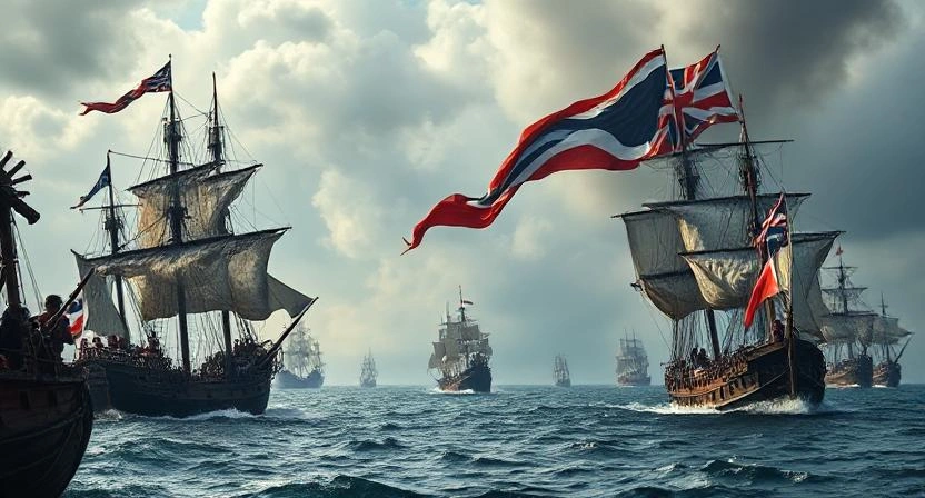 Blackbeard’s last battle against British navy near North Carolina.