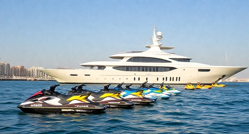 Water sports activities with yacht rental Dubai at Jumeirah Beach.